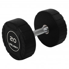 Гантель цельная профессиональная CPU покрытие 1штука Zelart TA-3111-20 (1х20кг)  (полиуретановое покрытие, вес 20кг)
