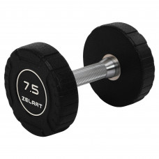 Гантель цельная профессиональная CPU покрытие 1штука Zelart TA-3111-7_5  (1х7,5кг) (полиуретановое покрытие, вес 7,5кг)