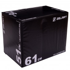 Бокс пліометричний тумба для кросфіту Пліобокс Plyo box Record TA-3277 1шт 51-61-76см чорний