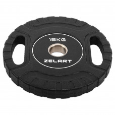 Блини диски CPU покриття 2 Handle металева втулка Zelart TA-3438-15 ø51мм 15кг чорний
