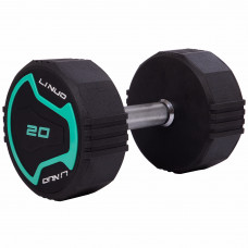 Гантель цельная профессиональная с полиуретановым покрытием 1штука LI NUO TA-3614-20 (1х20кг) (метал. TPU, черный)