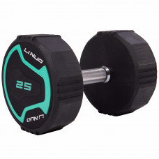 Гантель цельная профессиональная с полиуретановым покрытием 1штука LI NUO TA-3614-25 (1х25кг) (метал. TPU, черный)