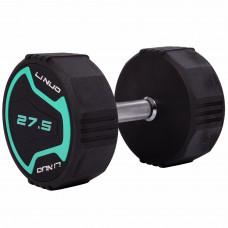 Гантель цельная профессиональная с полиуретановым покрытием 1штука LI NUO TA-3614-27_5 (1х27,5кг) (метал. TPU, черный)