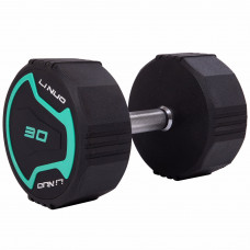 Гантель цільна професійна з поліуретановим покриттям LI NUO TA-3614-30 1шт 27,5кг чорний