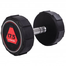 Гантель цільна професійна з поліуретановим покриттям LI NUO TA-3618-17_5 1шт 17,5кг чорний