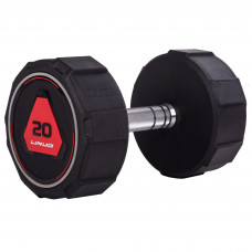 Гантель цільна професійна з поліуретановим покриттям LI NUO TA-3618-20 1шт 20кг чорний