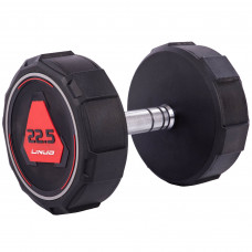 Гантель цельная профессиональная с полиуретановым покрытием 1штука LI NUO TA-3618-22_5 (1х22,5кг) (метал. TPU, черный)