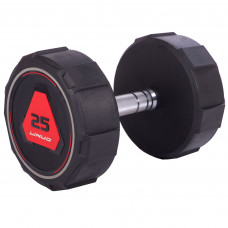 Гантель цільна професійна з поліуретановим покриттям LI NUO TA-3618-25 1шт 25кг чорний