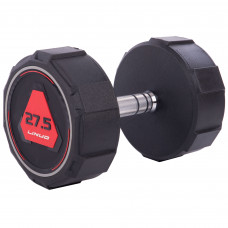 Гантель цельная профессиональная с полиуретановым покрытием 1штука LI NUO TA-3618-27_5 (1х27,5кг) (метал. TPU, черный)