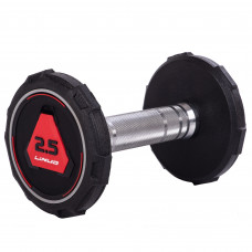 Гантель цельная профессиональная с полиуретановым покрытием 1штука LI NUO TA-3618-2_5 (1х2,5кг) (метал. TPU, черный)