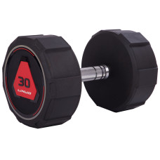 Гантель цільна професійна з поліуретановим покриттям LI NUO TA-3618-30 1шт 30кг чорний