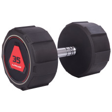 Гантель цільна професійна з поліуретановим покриттям LI NUO TA-3618-35 1шт 35кг чорний