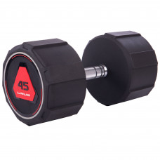 Гантель цільна професійна з поліуретановим покриттям LI NUO TA-3618-45 1шт 45кг чорний
