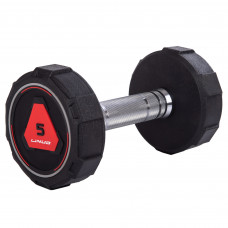 Гантель цельная профессиональная с полиуретановым покрытием 1штука LI NUO TA-3618-5 (1х5кг) (метал. TPU, черный)