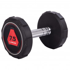 Гантель цельная профессиональная с полиуретановым покрытием 1штука LI NUO TA-3618-7_5 (1х7,5кг) (метал. TPU, черный)