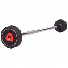 Штанга нерозбірна з фіксованою вагою пряма поліуретанова LI NUO TA-3622-15 довжина-111см 15кг чорний-червоний