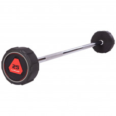 Штанга нерозбірна з фіксованою вагою пряма поліуретанова LI NUO TA-3622-25 довжина-115см 25кг чорний-червоний