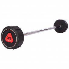 Штанга нерозбірна з фіксованою вагою пряма поліуретанова LI NUO TA-3622-35 довжина-117см 35кг чорний-червоний