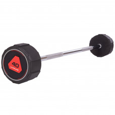 Штанга нерозбірна з фіксованою вагою пряма поліуретанова LI NUO TA-3622-40 довжина-120см 40кг чорний-червоний