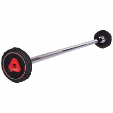 Штанга нерозбірна з фіксованою вагою пряма поліуретанова LI NUO TA-3622-5 довжина-106см 5кг чорний-червоний