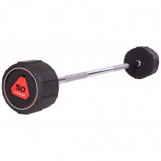 Штанга нерозбірна з фіксованою вагою пряма поліуретанова LI NUO TA-3622-50 довжина-122см 50кг чорний-червоний