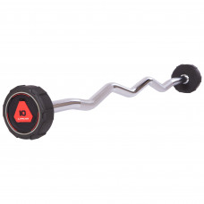 Штанга нерозбірна з фіксованою вагою вигнута поліуретанова LI NUO TA-3623-10 довжина-109см 10кг чорний-червоний