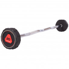 Штанга нерозбірна з фіксованою вагою вигнута поліуретанова LI NUO TA-3623-20 довжина-113см 20кг чорний-червоний