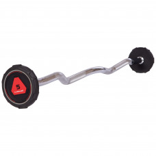 Штанга нерозбірна з фіксованою вагою вигнута поліуретанова LI NUO TA-3622-5 довжина-106см 5кг чорний-червоний