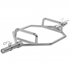 Гриф треп шестигранний або рама для тягової хромованої Олімпійський з замками Zelart TA-3648 довжина 1,42 м ø50мм хром