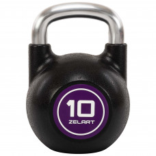 Гиря соревновательная цельная чугунная с CPU покрытием и хромированной ручкой Zelart TA-4756-10 10кг (черный)