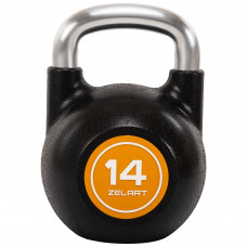 Гиря змагальна цільна чавунна з CPU покриттям та хромованою ручкою Zelart TA-4756-14 вага 14кг чорний