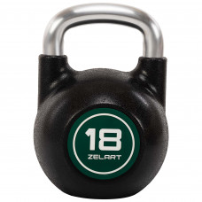 Гиря соревновательная цельная чугунная с CPU покрытием и хромированной ручкой Zelart TA-4756-18 18кг (черный)