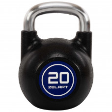 Гиря змагальна цільна чавунна з CPU покриттям та хромованою ручкою Zelart TA-4756-20 вага 20кг чорний