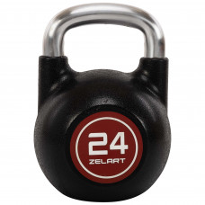 Гиря соревновательная цельная чугунная с CPU покрытием и хромированной ручкой Zelart TA-4756-24 24кг (черный)