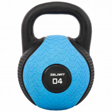 Гиря тренировочная цельная обрезиненная Zelart TA-4757-4 4кг (резина, песок, черный)