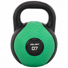 Гиря тренувальна цільна гумова Zelart TA-4757-7 вага 7кг чорний
