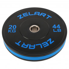 Бамперні диски гумові Bumper Plates Zelart TA-4790-20 51мм 20кг чорний-синій