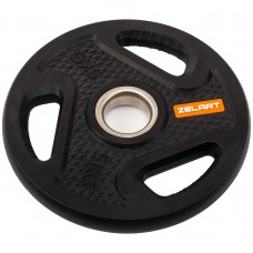 Млинці диски композитні з потрійним хватом та металевою втулкою Zelart TA-4791-5 51мм 5кг чорний
