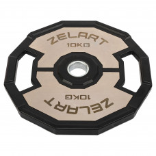 Млинці диски гумові 2 Handle металева втулка Zelart TA-4792-10 51мм 10кг чорний-сірий