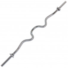 Гриф для штанги стальной хромированный Z-образный с замками длина 1,2м ø28мм SP-Sport TA-47GT (l-1,2м, d-28мм, вес 7кг, замок гаечный, хром)