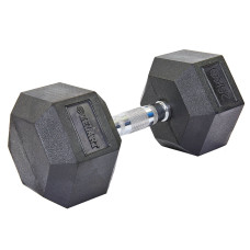 Гантель цельная шестигранная гексагональная обрезиненная 1штука Zelart TA-5159-25 (1x25кг) (сталь хромированная, резина, вес 25кг)
