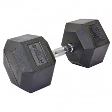 Гантель цельная шестигранная гексагональная обрезиненная 1штука Zelart TA-5159-30 (1x30кг) (сталь хромированная, резина, вес 30кг)