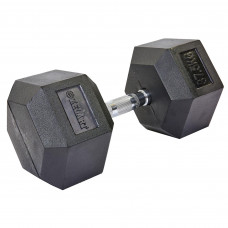Гантель цельная шестигранная гексагональная обрезиненная 1штука Zelart TA-5159-37_5 (1x37,5кг) (сталь хромированная, резина, вес 37,5кг)