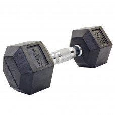 Гантель цельная шестигранная гексагональная обрезиненная 1штука Zelart TA-5159-9 (1x9кг) (сталь хромированная, резина, вес 9кг)