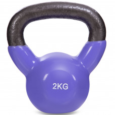 Гиря тренувальна цільна чавунна з вініловим покриттям Zelart TA-5161-2 вага 2кг фіолетовий