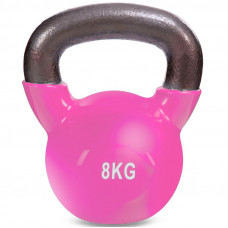 Гиря тренувальна цільна чавунна з вініловим покриттям Zelart TA-5161-8 вага 8кг синій, рожевий
