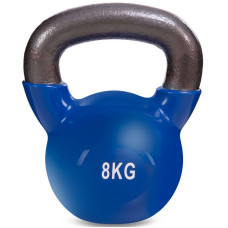 Гиря тренувальна цільна чавунна з вініловим покриттям Zelart TA-5161-8 вага 8кг синій, рожевий