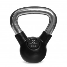 Гиря тренувальна цільна гумова з хромованою ручкою Zelart TA-5162-2 вага 2кг чорний