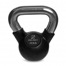 Гиря тренувальна цільна гумова з хромованою ручкою Zelart TA-5162-4 вага 4кг чорний