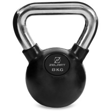 Гиря тренувальна цільна гумова з хромованою ручкою Zelart TA-5162-8 вага 8кг чорний